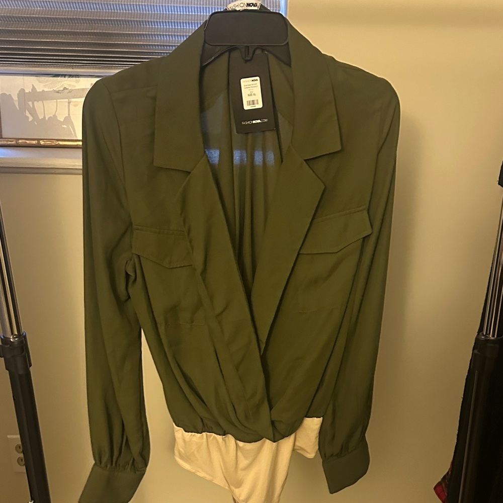 Fashion Nova Khaki Green Bodysuit